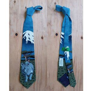 Vintage 90s Mens Silk Neck Tie World Wildlife Fund